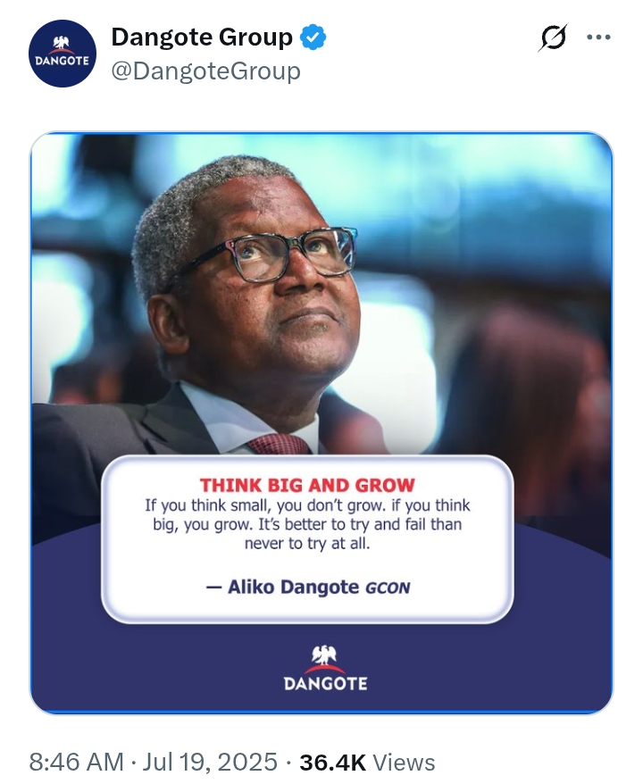 'Think big and grow' - Dangote