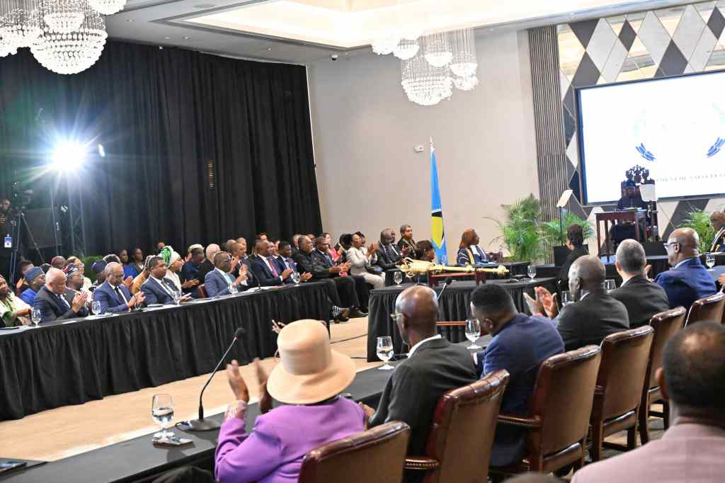 President Bola Tinubu addressing a special joint session of the Senate and House of Assembly of Saint Lucia