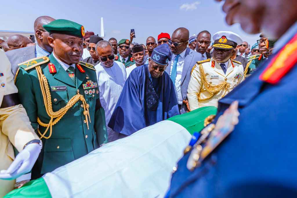 Photos: President Tinubu receives remains of former President Buhari at Katsina Airport