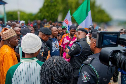 Omoyele Sowore leads as retired Police Officers protest for improved retirement benefits