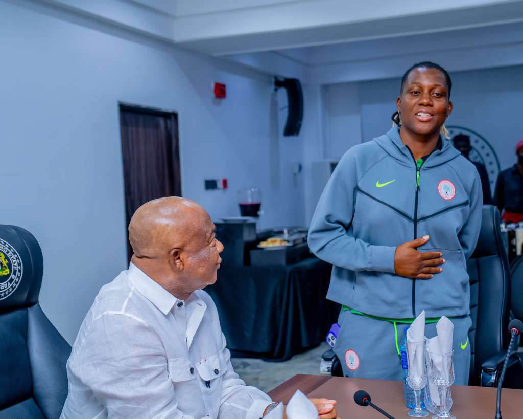 Photos: Governor Uzodimma host Super Falcons at Governor's Lodge