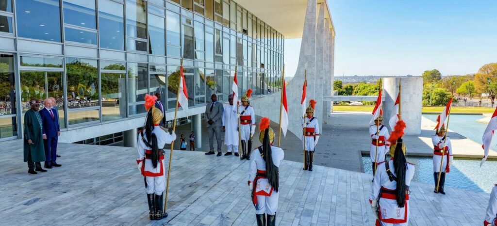 Photos: President Tinubu received in Brazil with full military honours