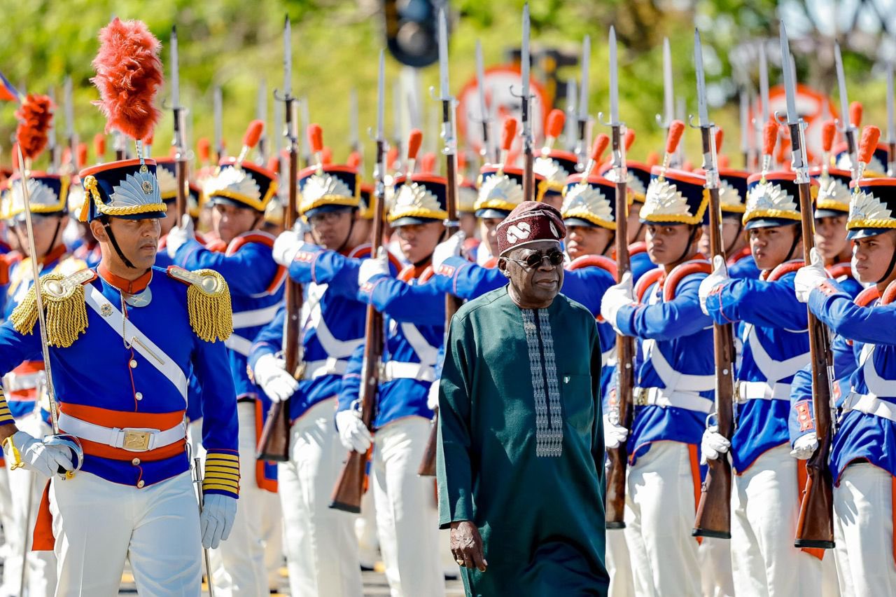Photos: President Tinubu received in Brazil with full military honours