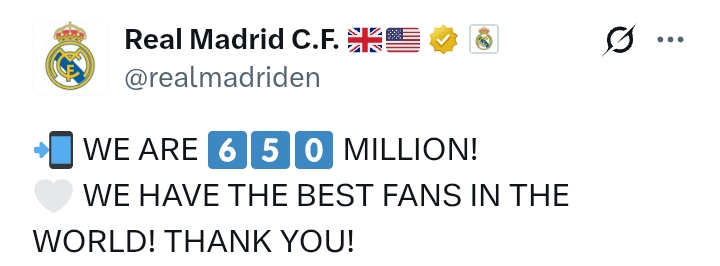 Real Madrid 'best' club in the world with '650 million' fans