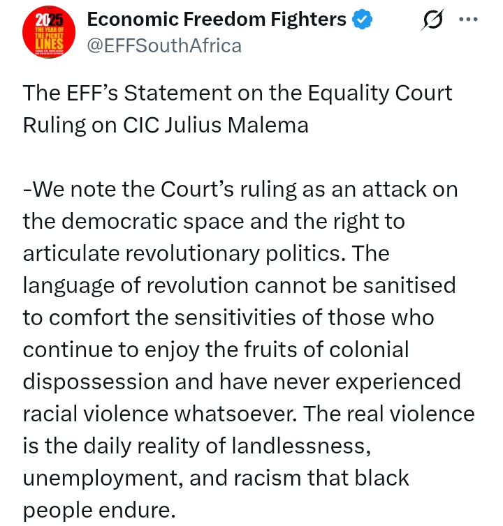 Equality Court has found Malema guilty of h*te speech for statements in 2022