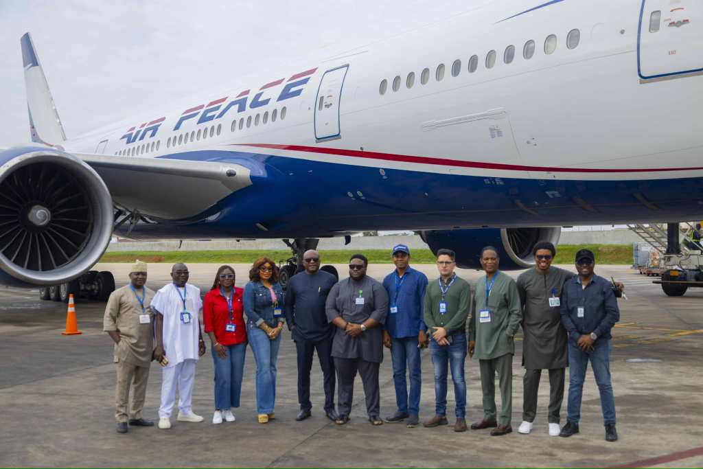 Photos: Air Peace receives 4th Boeing 777 aircraft into Lagos with water salute
