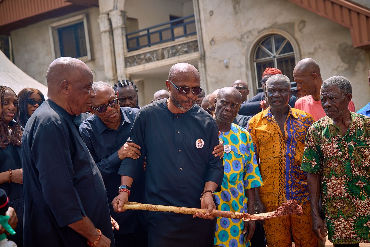 Peter Obi at the burial mass and internment of Miss Somtochukwu Maduagwu, Arise News Journalist in Anambra State.