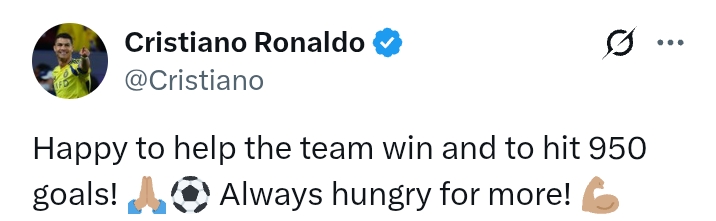 Despite scoring '950' goals, C Ronaldo still 'hungry for more'
