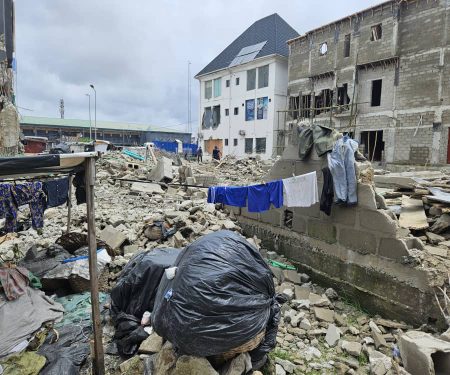 Photos: Obi, Rhodes-Vivour, others visit site of demolished ASPAMDA  Market at the Trade Fair in Lagos