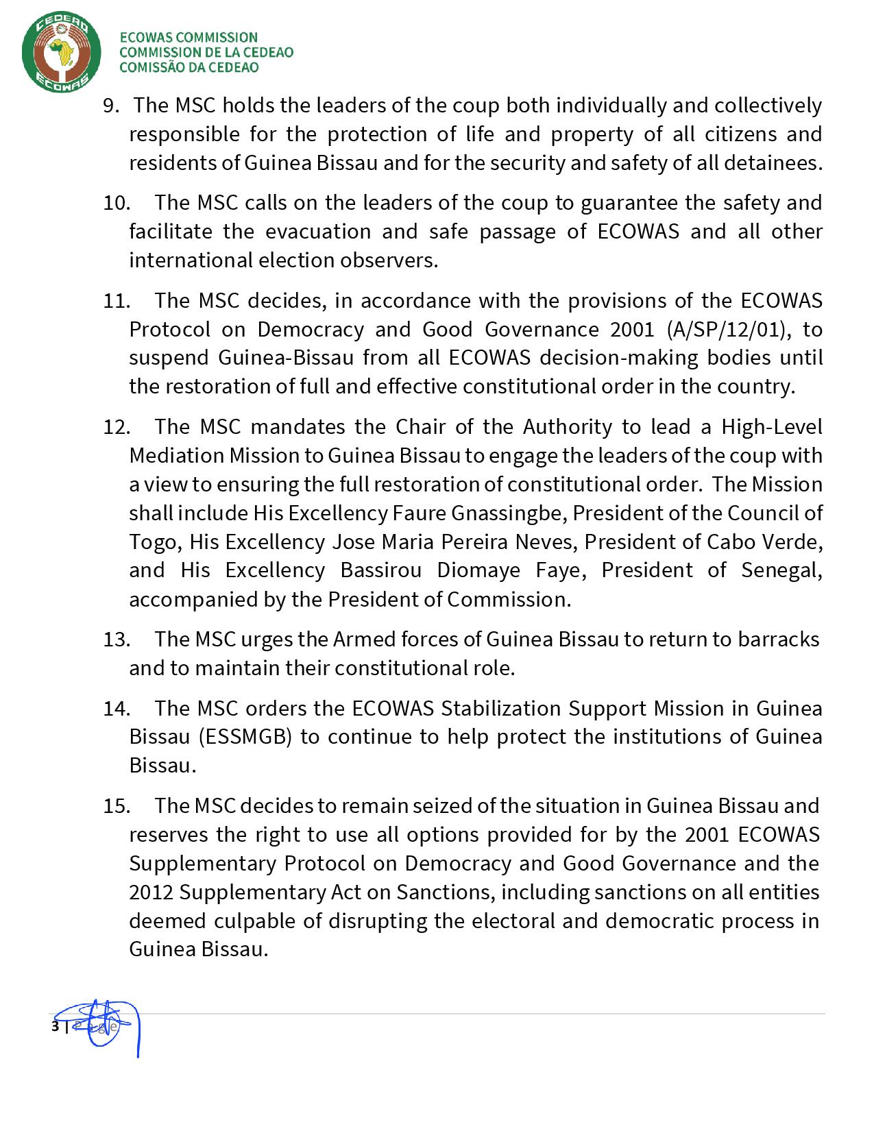 ECOWAS expresses 'deep concern' over 'political crisis' in Guinea-Bissau