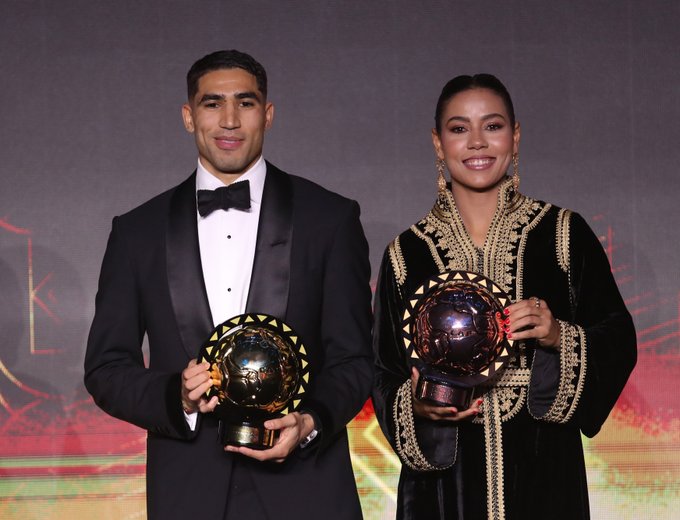 Hakimi and Chebbak pose with their awards