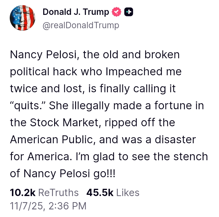 After decades in US Congress, Nancy Pelosi retires