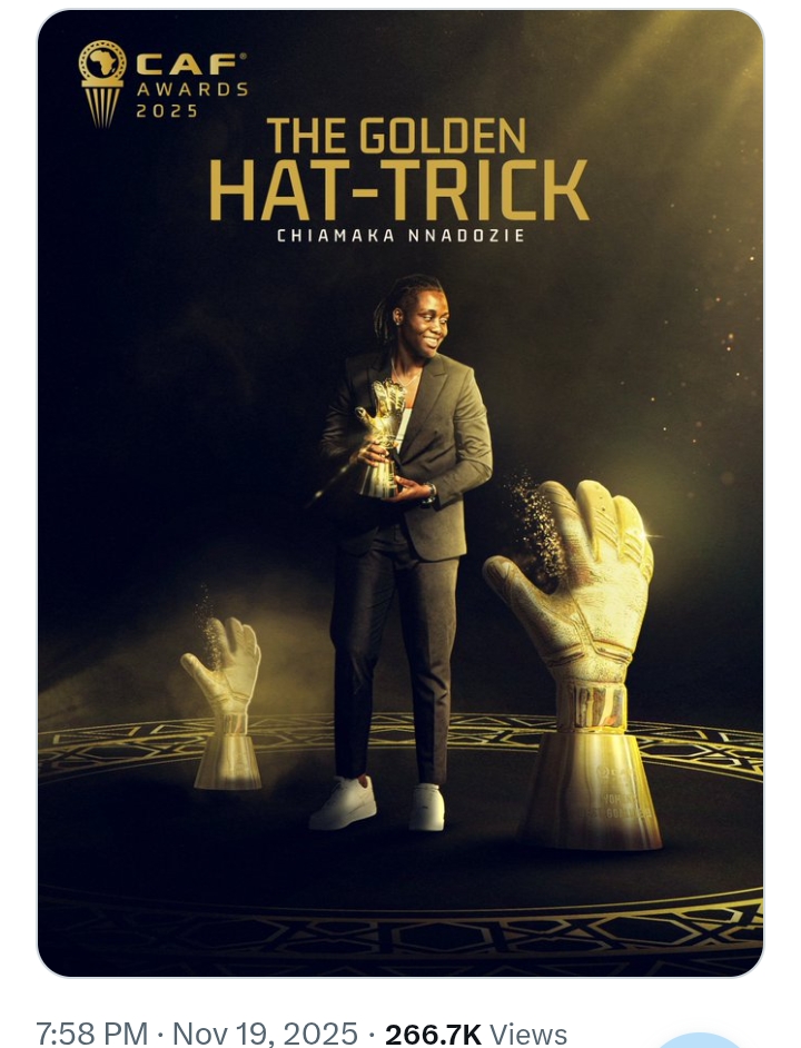 CAF Awards 2025: Nnadozie wins Women's Goalkeeper Of The Year
