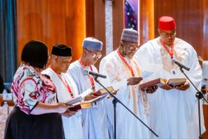 President Tinubu administers oath of office to five newly appointed Perm Secs at FEC Meeting
