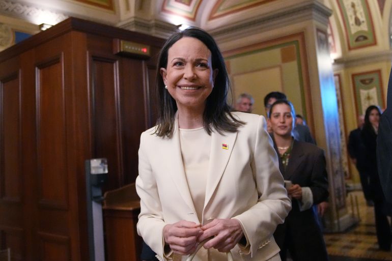 Maria Machado visits President Donald Trump at the White House, Washington DC, United States (US)