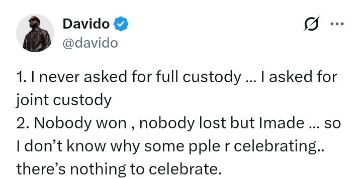 'I never asked for full custody' - Davido 2 'I never asked for full custody' - Davido