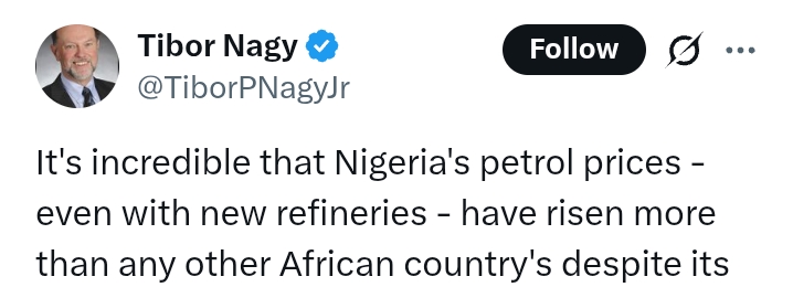 'Pathetic!' - US Ambassador blast Nigerian govt for failure to 'plan for petrol reserves' as petrol prices rise