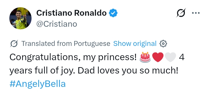 Cristiano Ronaldo's 'Princess' turns 4