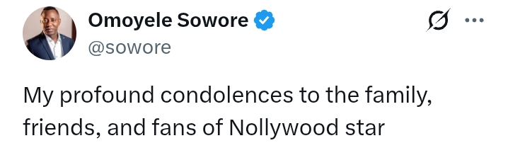 Sowore send condolences to family of Nollywood actor Alexx Ekubo who passed after 'battle with cancer'