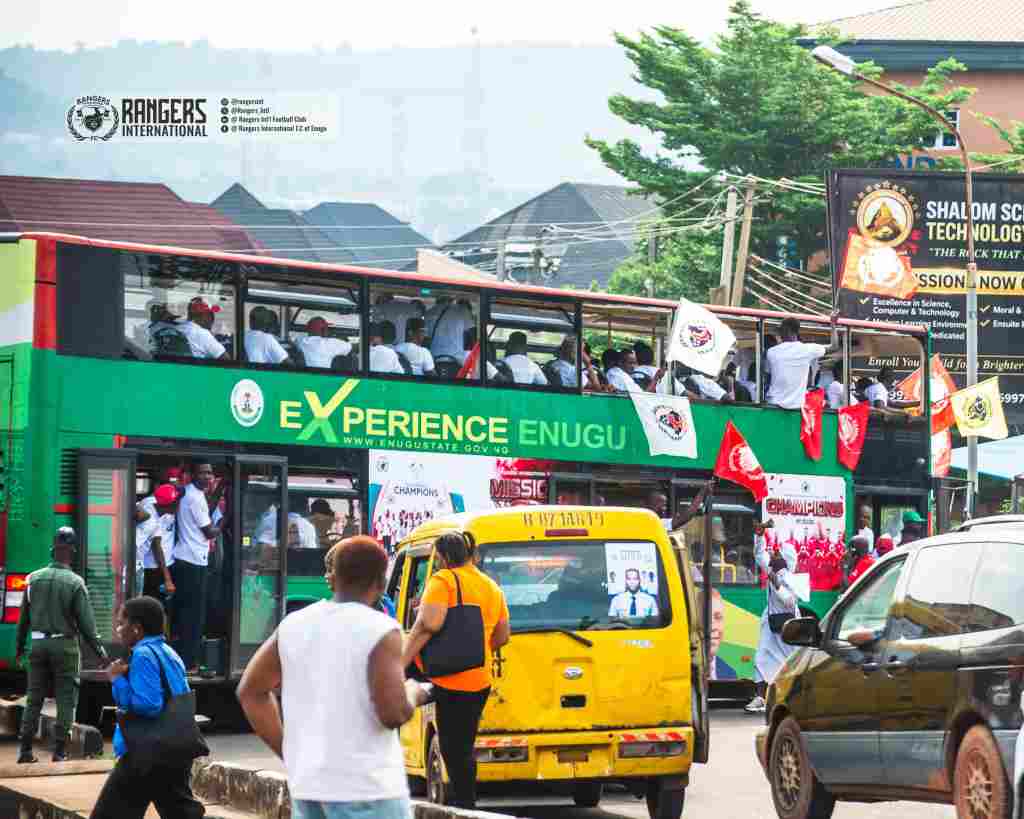 Photos: Enugu Rangers trophy parade, team receive land gifts, ₦150m cash reward from Governor Mbah