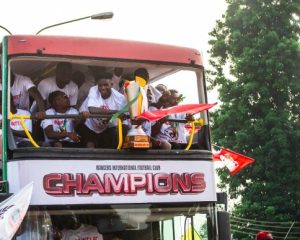 Photos: Enugu Rangers trophy parade, team receive land gifts, ₦150m cash reward from Governor Mbah