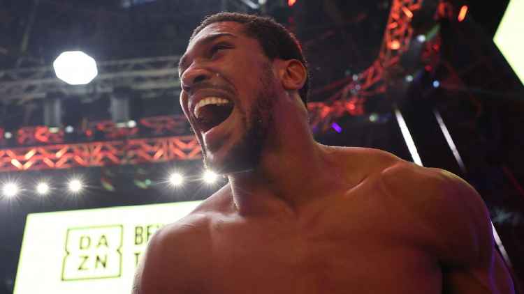 British heavyweight boxer, Anthony Joshua, celebrates after victory over Kristian Prenga in Jeddah, Saudi Arabia on Saturday 25 July, 2026