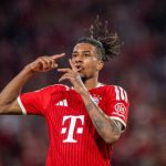 France international, Michael Olise, celebrates after scoring the third for Bayern Munich in the Bundesliga 2026/27 match against VfB Stuttgart at Allianz Arena on Friday 28 August, 2026