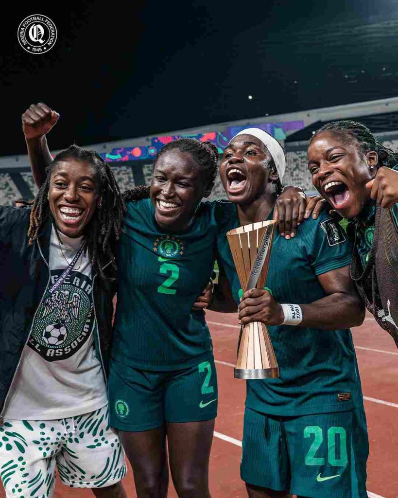 Super Falcons celebrate after Nigeria's 6-2 win over Egypt in WAFCON 2026 Group C final match in Rabat on Wednesday 5 August, 2026
