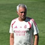 Real Madrid head coach, Jose Mourinho, during a first team training session