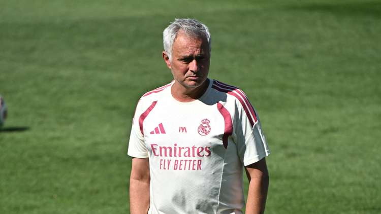 Real Madrid head coach, Jose Mourinho, during a first team training session