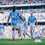 Erling Braut Haaland celebrates his goal for Manchester City with teammate, Antoine Semenyo, I'm the Premier League match against Coventry City at Etihad Stadium on Saturday 5 September, 2026