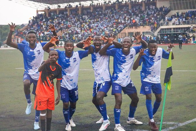 Players of Doma United celebrate goal