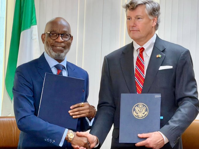 Officials of Nigeria and the United States (US), Dele Alake and Christopher Landau, signed agreement to "deepen" US investment in Nigeria's mining sector at the Nigeria Mission in New York, US on Wednesday