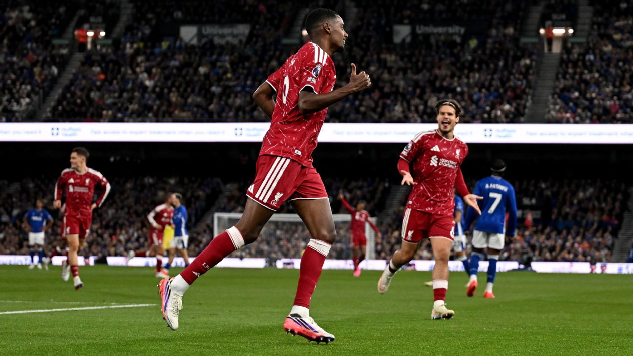 Swedish striker, Alexander Isak, celebrates after netting a brace for Liverpool as the Reds beat Ipswich Town 2-0 in the Premier League match on Friday 4 September, 2026 at Portman Road, Ipswich
