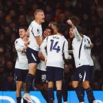 Tottenham Hotspur players celebrate 2-0 win in the Premier League match against Chelsea on Saturday 24 October, 2026 at Stamford Bridge, London