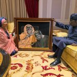 Photos: Minister Musawa present drawing to President Tinubu made of him and his late mother 3 Hannatu Musa Musawa, presents drawing to President Bola Ahmed Tinubu made of him and his late Mother, Alhaja Mogaji