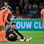 Kai Havertz sitting on the pitch injured while fielding for Germany in the Uefa Nations League 2026/27 match against Netherlands in Amsterdam