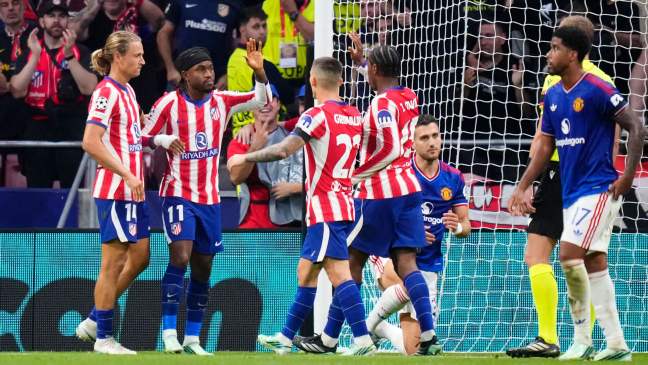 Atletico Madrid 2-0 Manchester United: Lookman scores as Carrick's Reds humiliated at Metropolitano 9 Nigerian forward, Ademola Lookman, celebrates goal for Atletico Madrid with teammates in the League Phase encounter of the Uefa Champions League 2026/27 against Manchester United at Metropolitano in Madrid City, Spain on Tuesday 13 October, 2026